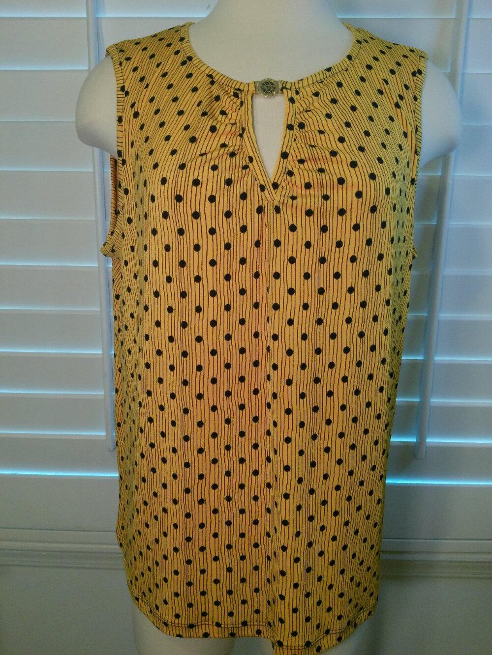 Anne Klein Polka Dot Sleeveless Blouse Size XL